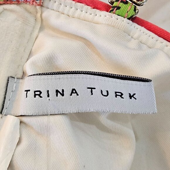 Trina Turk Size Small Swim Bikini Top Metal Detail Bandeau Tie Halter Multicolor - Picture 8 of 11